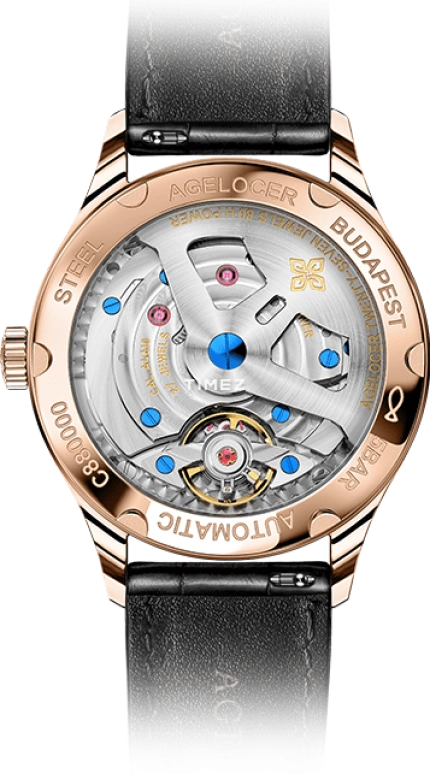 Agelocer,Budapest 40mm,40mm,Stainless Steel,Gradient,Brown,Automatic,Day,Sapphire,Crystal Glass,4203D2