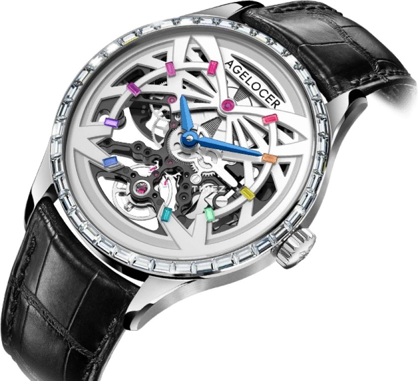 Agelocer,Schwarzwald 41mm,41mm,Stainless Steel,Crystal,Skeleton,Automatic,Sapphire,Crystal Glass,Round,6103E1