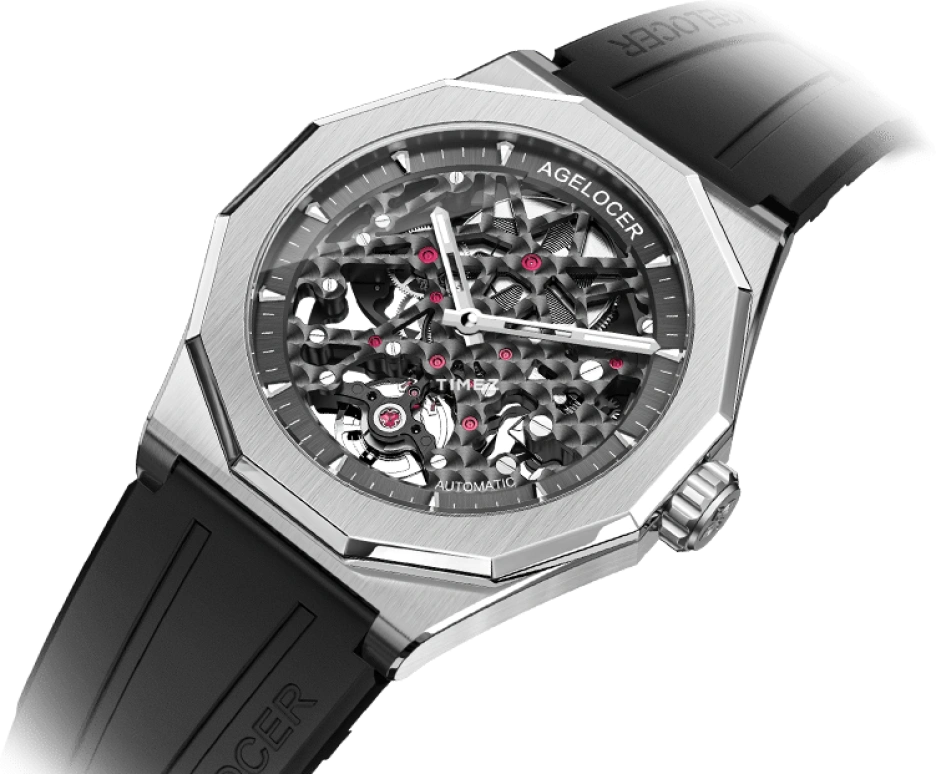 Agelocer,Schwarzwald 41.50mm,41.50mm,Stainless Steel,Skeleton,Automatic,Sapphire,Crystal Glass,Silver,6001A1,6001A1-R