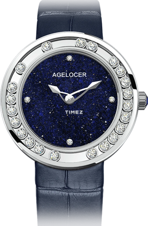 Agelocer,Baikal 36mm,36mm,Stainless Steel,Crystal,Blue,Quartz,Sapphire,Crystal Glass,Round,6604A6