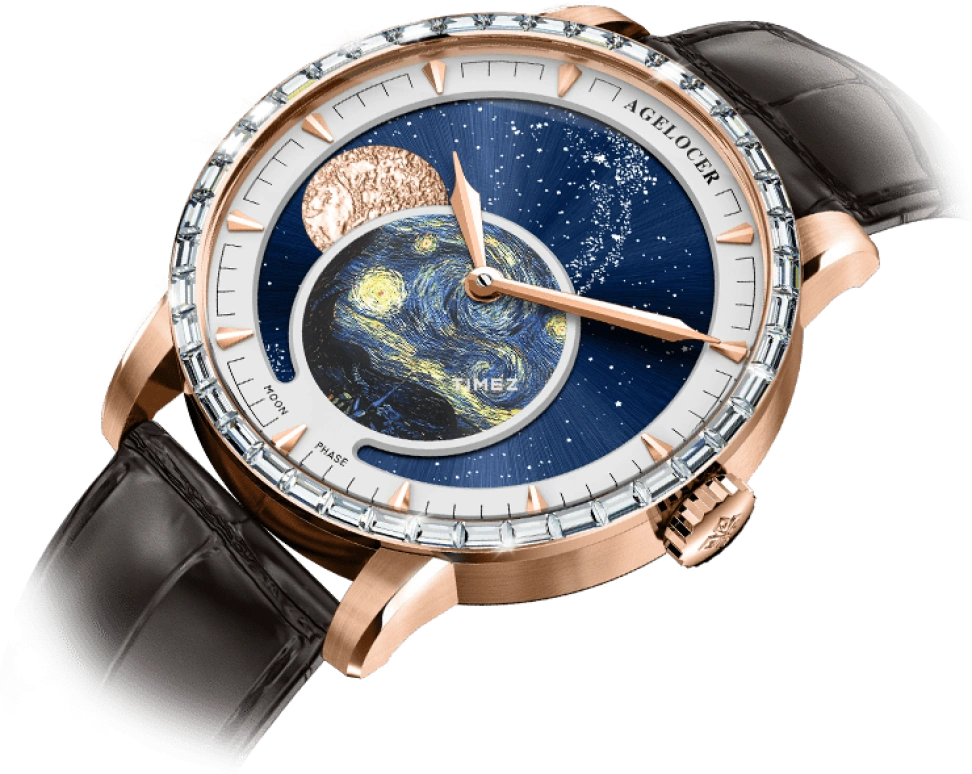 Agelocer,Astronomer 40mm,40mm,Stainless Steel,Crystal,Blue,Automatic,Moonphase,Sapphire,Crystal Glass,6401F2
