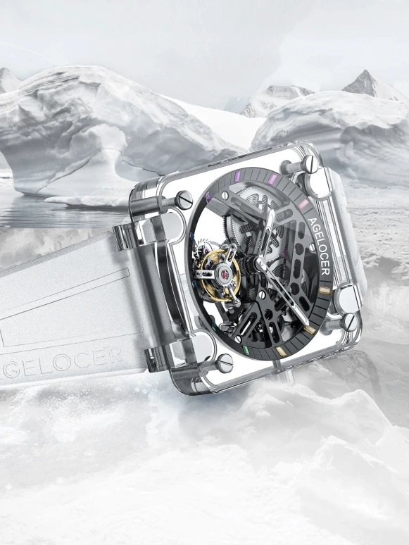 Agelocer,Tourbillon 40x42mm,40x42mm,Sapphire,Black,Skeleton,Handwound,Tourbillon,In-house Caliber,9201S11