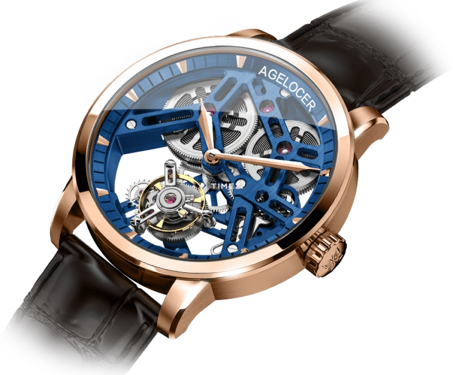 Agelocer,Tourbillon 40mm,40mm,Stainless Steel,Skeleton,Handwound,Tourbillon,Sapphire,Crystal Glass,9004D2
