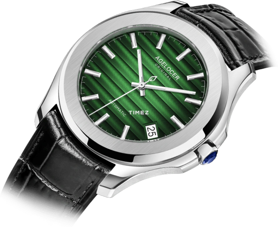 Agelocer,Baikal 40mm,40mm,Stainless Steel,Green,Automatic,Day,Sapphire,Crystal Glass,6305A1
