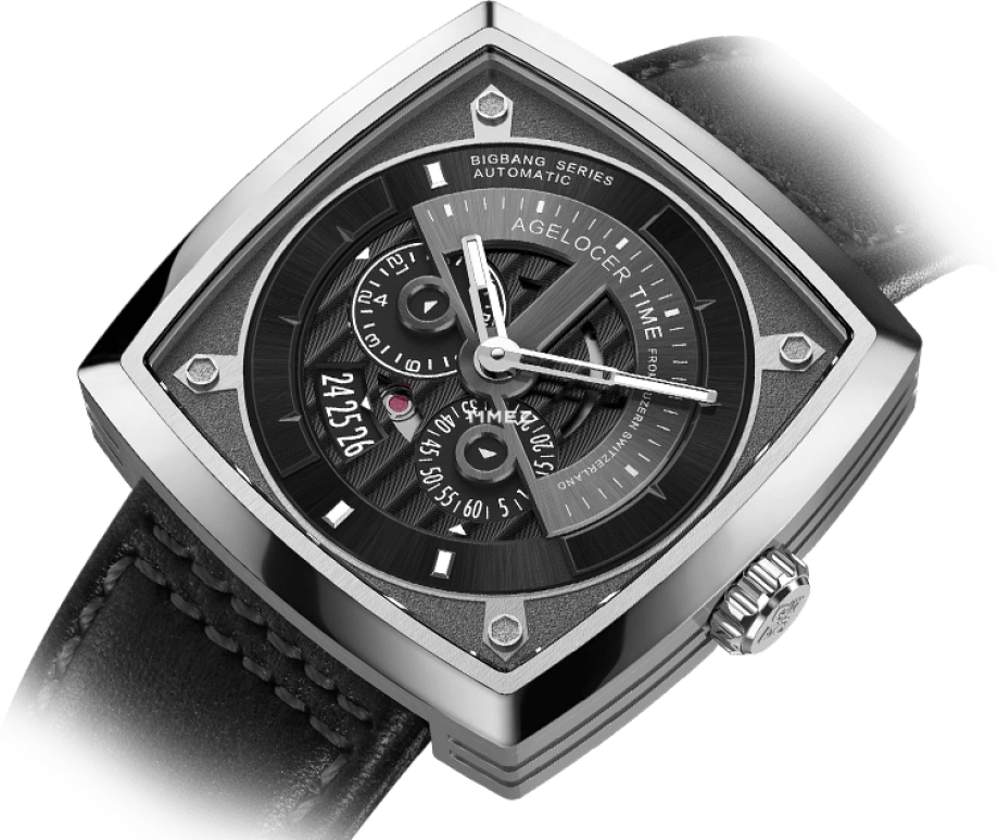 Agelocer,BigBang 43mm,43mm,Stainless Steel,Black,Automatic,Day,Sapphire,Crystal Glass,5602A1