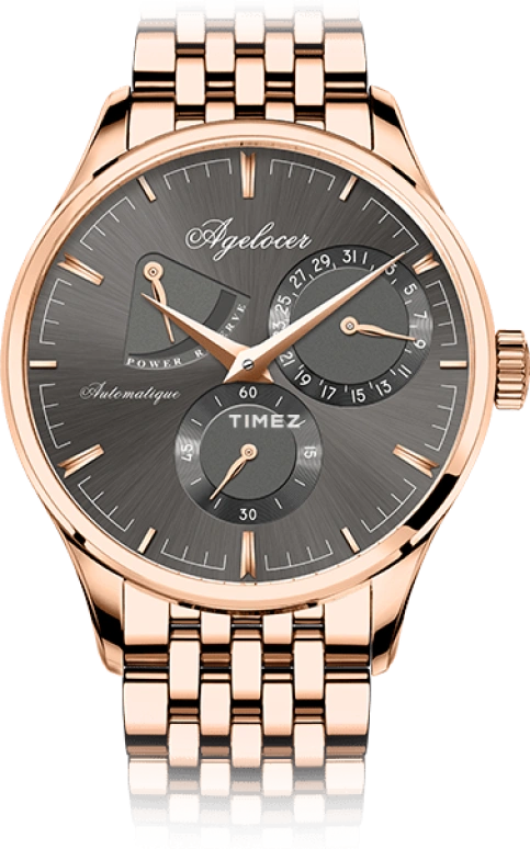 Agelocer,Budapest 40mm,40mm,Stainless Steel,Brown,Automatic,Day,Power Reserve Indicator,4103D9