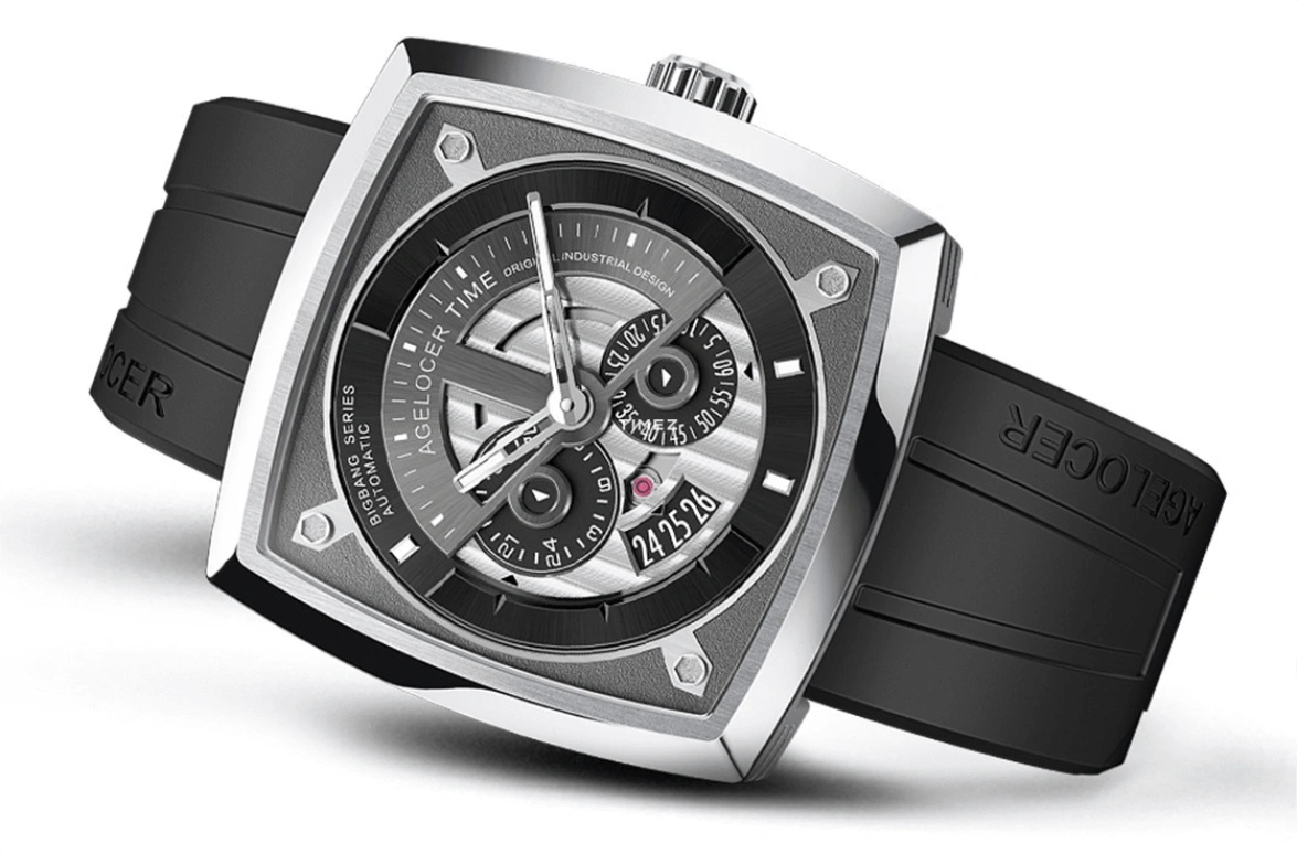 Agelocer,BigBang 43mm,43mm,Stainless Steel,White,Automatic,Day,Sapphire,Crystal Glass,5601A1,5601A1-R