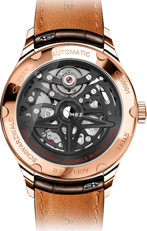Agelocer,Schwarzwald 41mm,41mm,Stainless Steel,Crystal,Skeleton,Automatic,Sapphire,Crystal Glass,Round,6104F2
