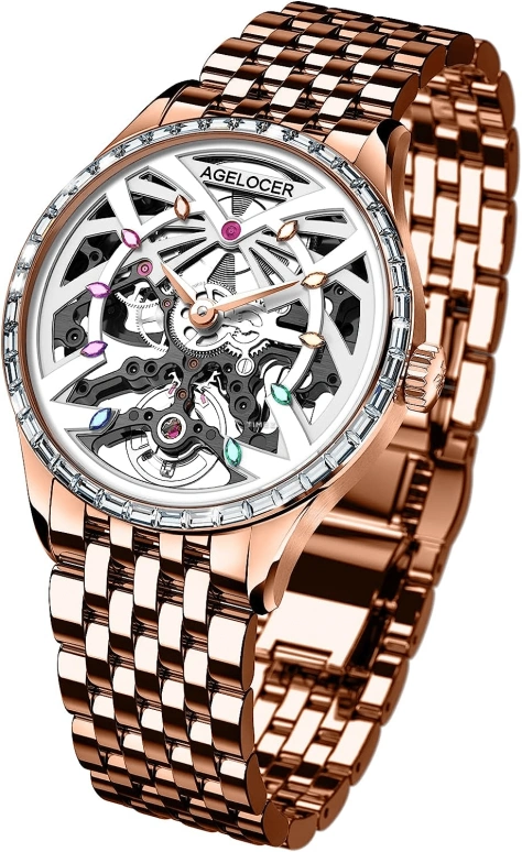 Agelocer,Schwarzwald 36mm,36mm,Stainless Steel,Crystal,Skeleton,Automatic,Sapphire,Crystal Glass,Round,6703F9