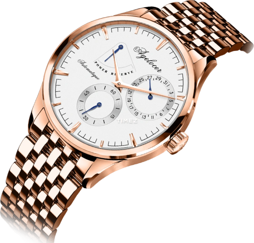 Agelocer,Budapest 40mm,40mm,Stainless Steel,White,Automatic,Day,Power Reserve Indicator,4101D9