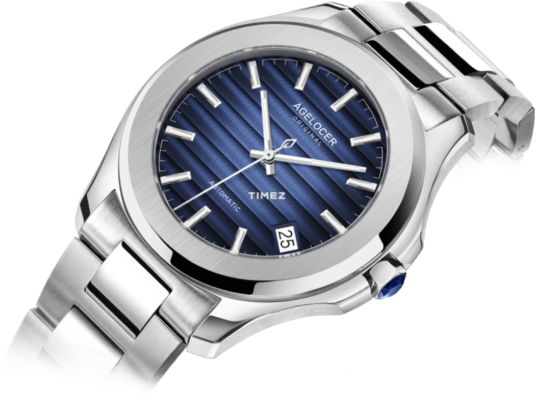 Agelocer,Baikal 40mm,40mm,Stainless Steel,Blue,Automatic,Day,Sapphire,Crystal Glass,6304A9