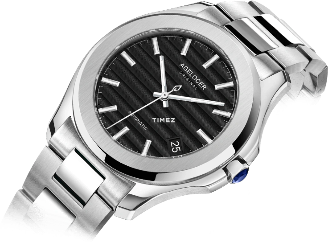 Agelocer,Baikal 40mm,40mm,Stainless Steel,Black,Automatic,Day,Sapphire,Crystal Glass,6302A9
