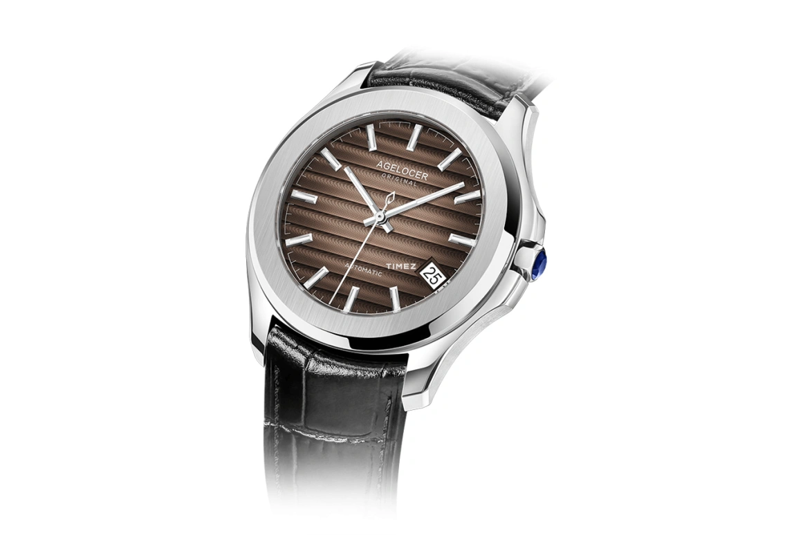 Agelocer,Baikal 40mm,40mm,Stainless Steel,Brown,Automatic,Day,Sapphire,Crystal Glass,6303A1