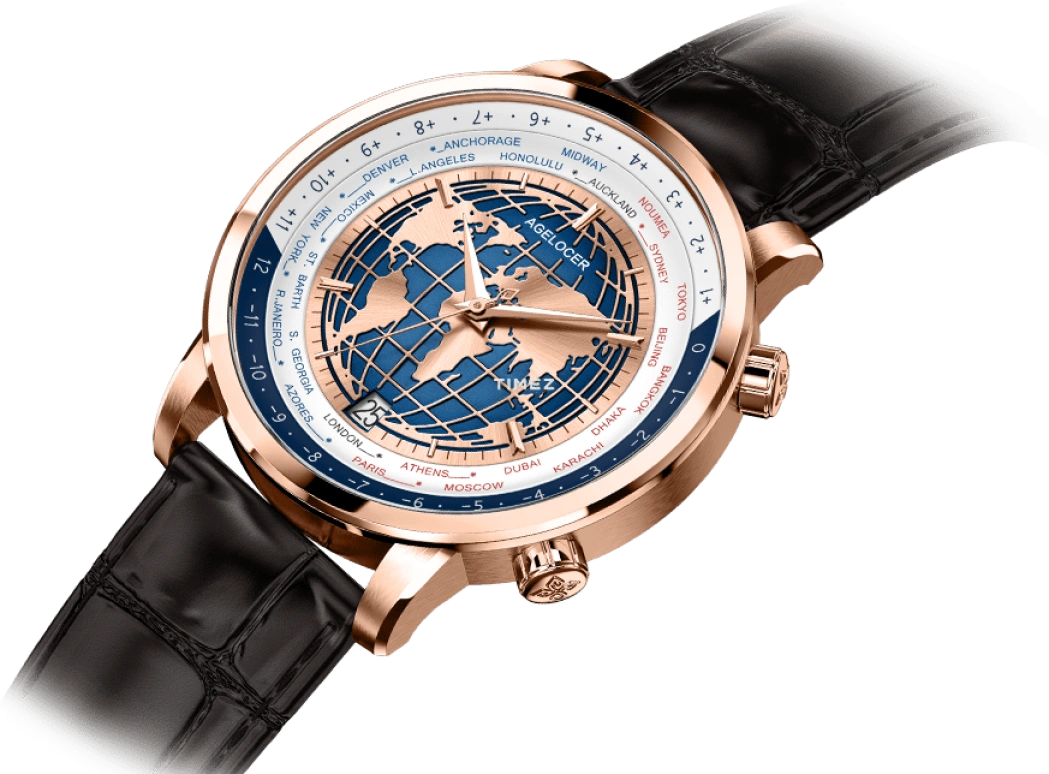 Agelocer,Universal time 42mm,42mm,Stainless Steel,White,Automatic,Day,World Time,5201D2