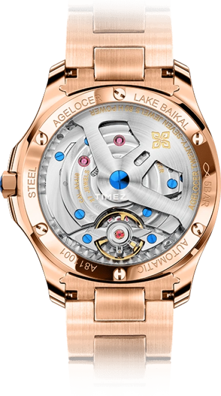 Agelocer,Baikal 40mm,40mm,Stainless Steel,Crystal,White,Automatic,Day,Sapphire,Crystal Glass,6301F9
