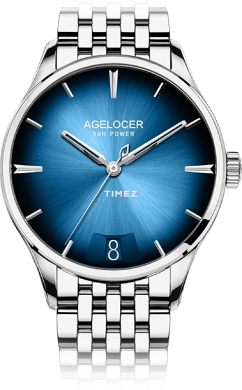Agelocer,Budapest 40mm,40mm,Stainless Steel,Gradient,Blue,Automatic,Day,Sapphire,Crystal Glass,4204A9