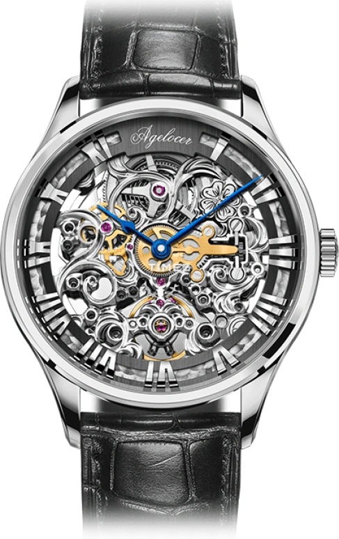 Agelocer,Schwarzwald 40mm,40mm,Stainless Steel,Silver White,Automatic,Sapphire,Crystal Glass,Round,5401A1