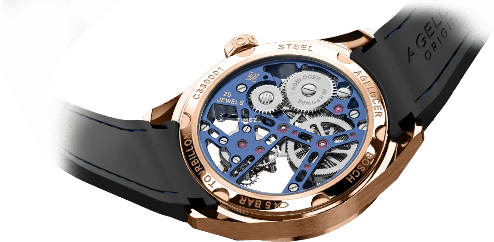 Agelocer,Tourbillon 42mm,42mm,Stainless Steel,Stainless Steel,Skeleton,Handwound,Tourbillon,Sapphire,Crystal Glass,9104L6