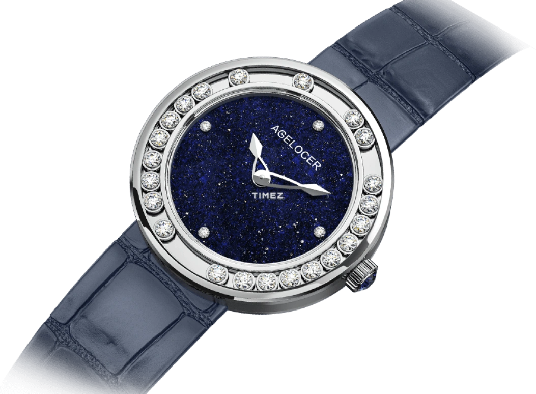 Agelocer,Baikal 36mm,36mm,Stainless Steel,Crystal,Blue,Quartz,Sapphire,Crystal Glass,Round,6604A6