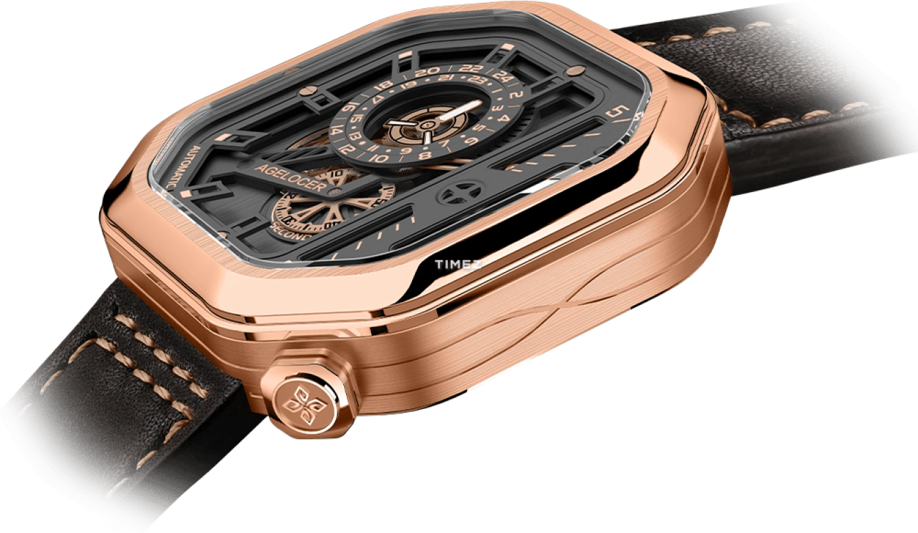 Agelocer,BigBang 44mm,44mm,Stainless Steel,Gold,Automatic,Sapphire,Crystal Glass,Square,5803D2
