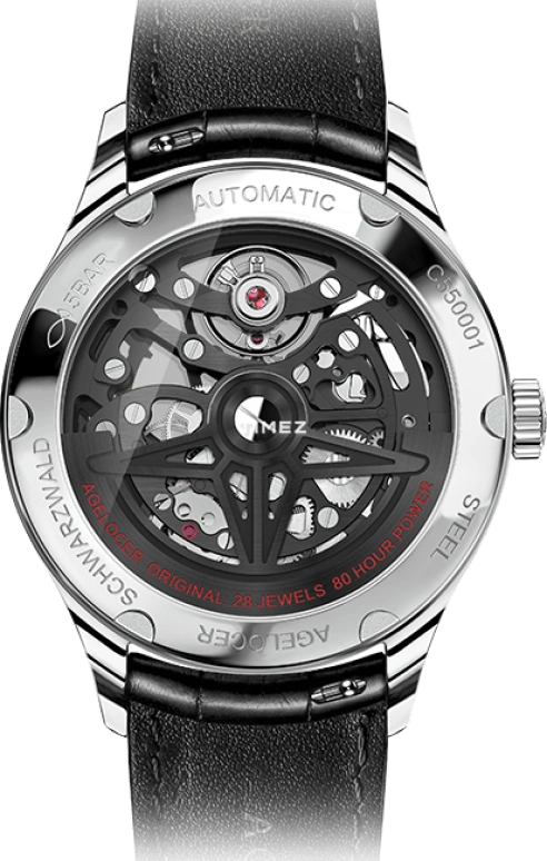 Agelocer,Schwarzwald 41mm,41mm,Stainless Steel,Crystal,Skeleton,Automatic,Sapphire,Crystal Glass,Round,6104E1