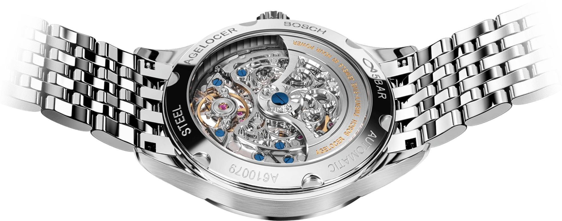 Agelocer,Schwarzwald 40mm,40mm,Stainless Steel,Silver White,Automatic,Sapphire,Crystal Glass,Round,5401A9