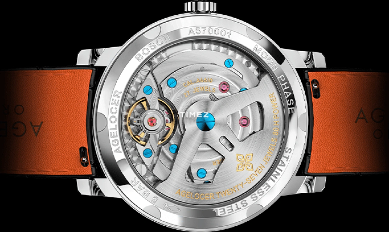 Agelocer,Astronomer 40mm,40mm,Stainless Steel,Crystal,Blue,Automatic,Moonphase,Sapphire,Crystal Glass,6404E1