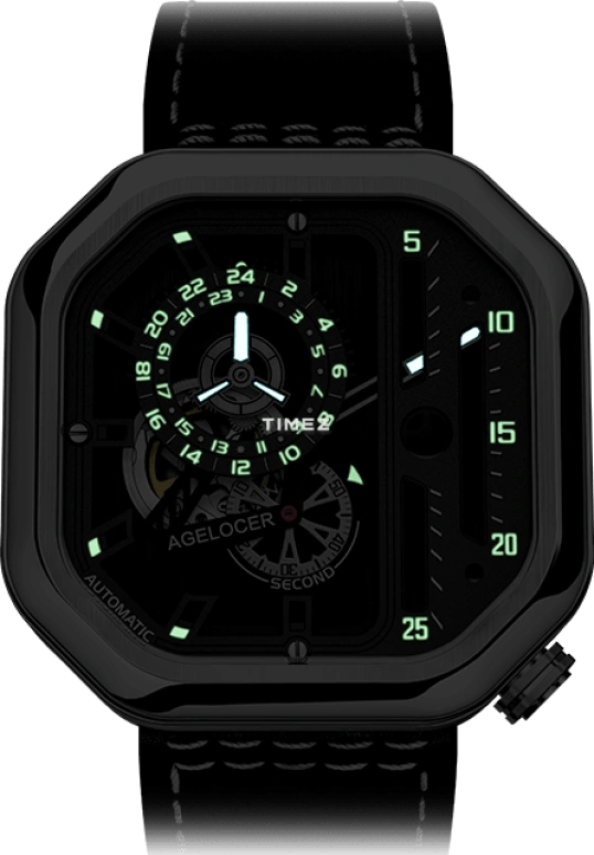 Agelocer,BigBang 44mm,44mm,Stainless Steel,Black,Automatic,Sapphire,Crystal Glass,Square,5801A1