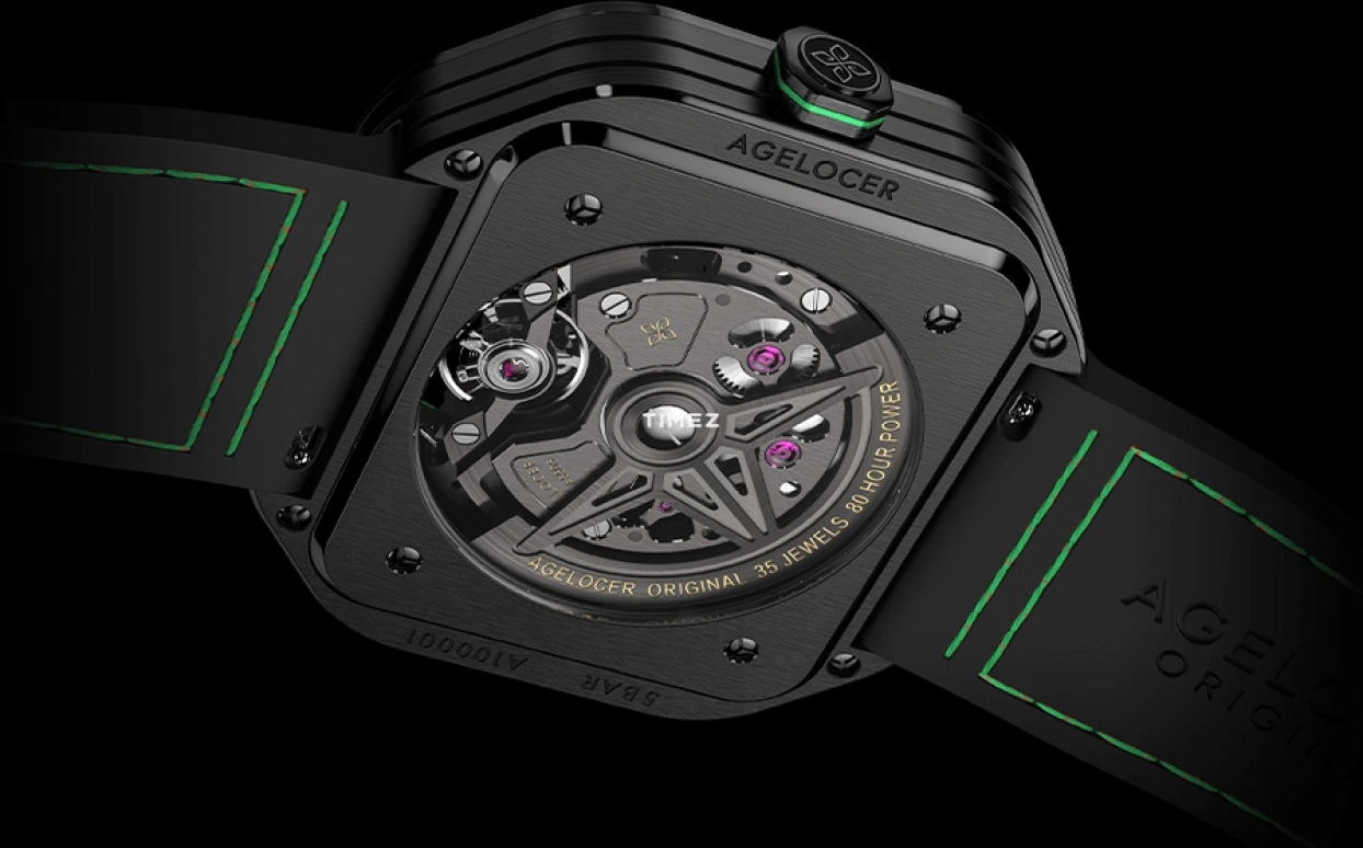 Agelocer,Volcano 44.50x44.50mm,44.50x44.50mm,Stainless Steel,Stainless Steel,Skeleton,Automatic,Sapphire,Crystal Glass,Square,5005J5