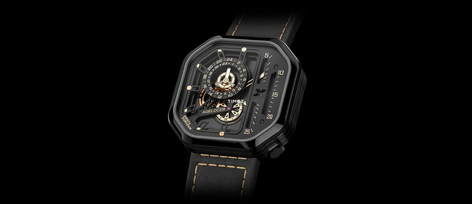 Agelocer,Racing 44.50x44.50mm,44.50x44.50mm,Stainless Steel,Stainless Steel,Gold,Automatic,Sapphire,Square,5813J3