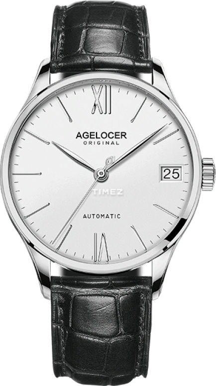 Agelocer,Budapest 40mm,40mm,Stainless Steel,White,Automatic,Day,Sapphire,Crystal Glass,7071A1