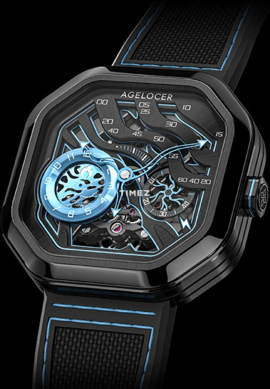 Agelocer,Volcano 44.50x44.50mm,44.50x44.50mm,Stainless Steel,Stainless Steel,Skeleton,Automatic,Sapphire,Crystal Glass,Square,5006J6