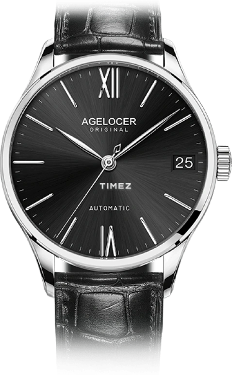 Agelocer,Budapest 40mm,40mm,Stainless Steel,Black,Automatic,Day,Sapphire,Crystal Glass,7072A1