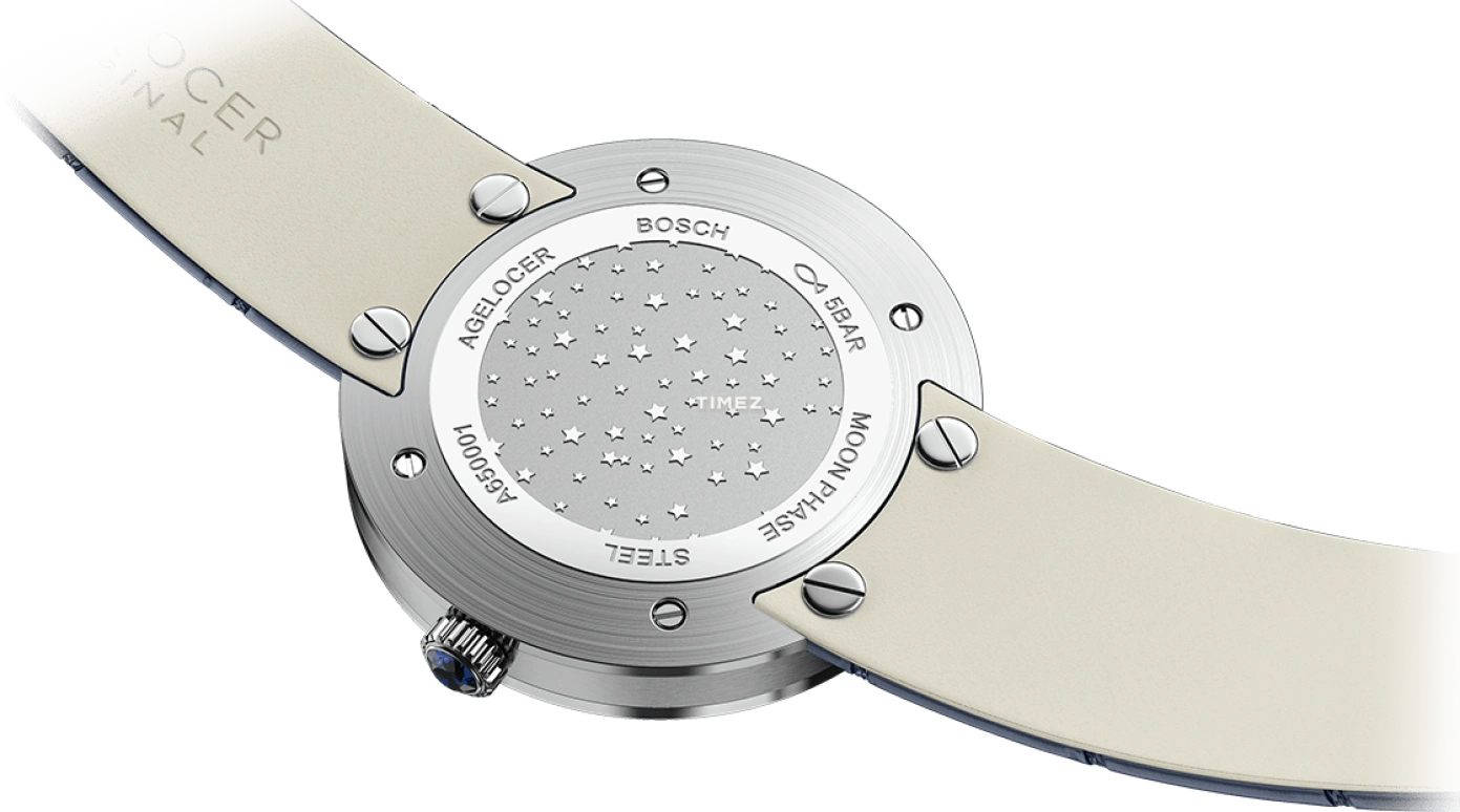 Agelocer,Astronomer 36mm,36mm,Stainless Steel,Multi-Color,Quartz,Moonphase,Sapphire,Crystal Glass,6501A6