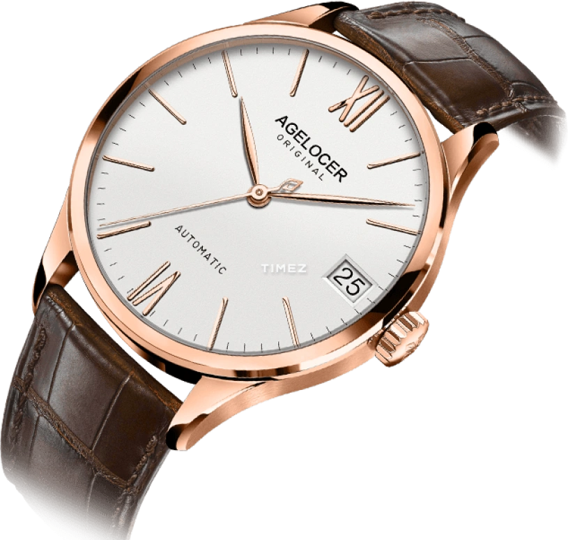 Agelocer,Budapest 40mm,40mm,Stainless Steel,White,Automatic,Day,Sapphire,Crystal Glass,7071D2