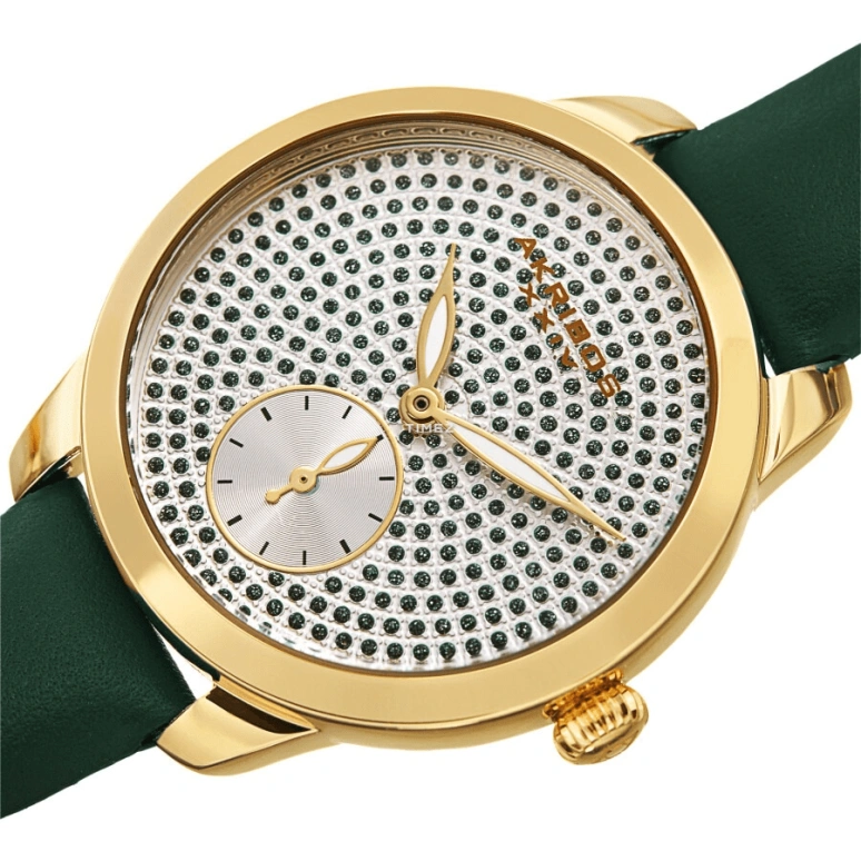 Akribos XXIV,Women’s Watches 34mm,34mm,Composite,Green,Silver,Quartz,Hardlex,Round,AK1089GN