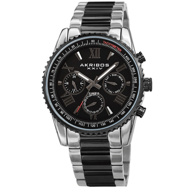 Akribos XXIV,Men’s Watches 48mm,48mm,Composite,Black,Quartz,Date,Day,AK1099TTB