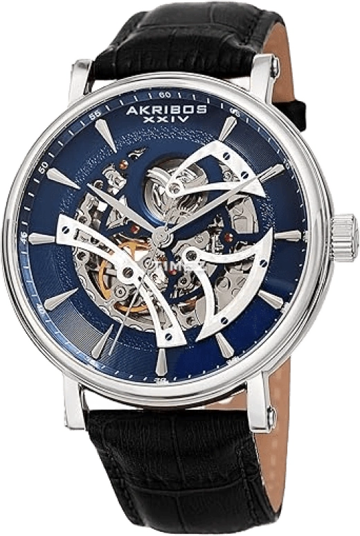 Akribos XXIV,Men’s Watches 45mm,45mm,Stainless Steel,Blue,Automatic,Hardlex,Round,AK1020BUBK