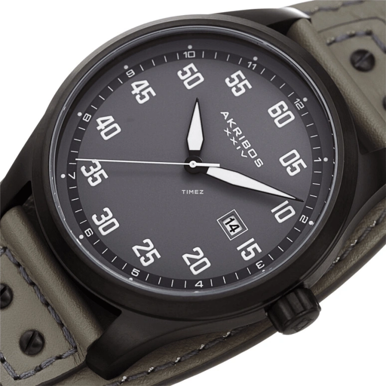 Akribos XXIV,Men’s Watches 46mm,46mm,Composite,Grey,Quartz,Day,Hardlex,AK1024GN