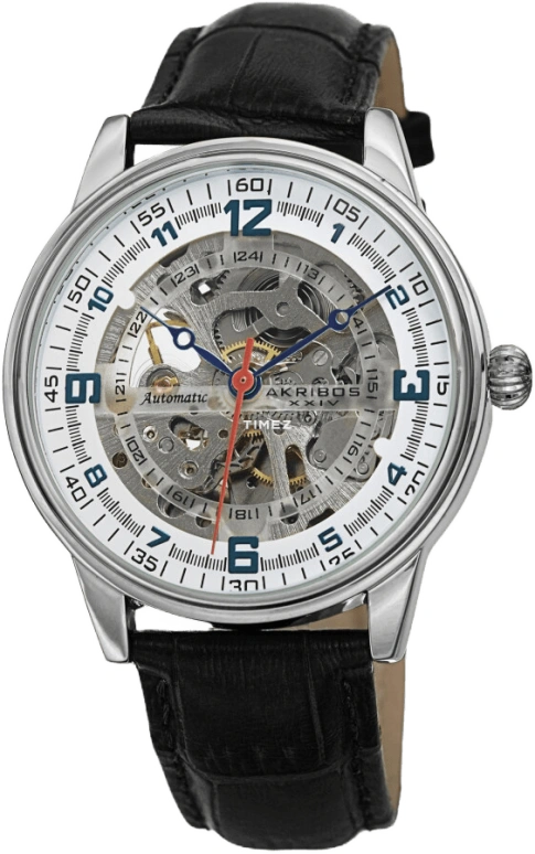 Akribos XXIV,Men’s Watches 41mm,41mm,Composite,White,Skeleton,Automatic,Hardlex,Round,AK1073WT