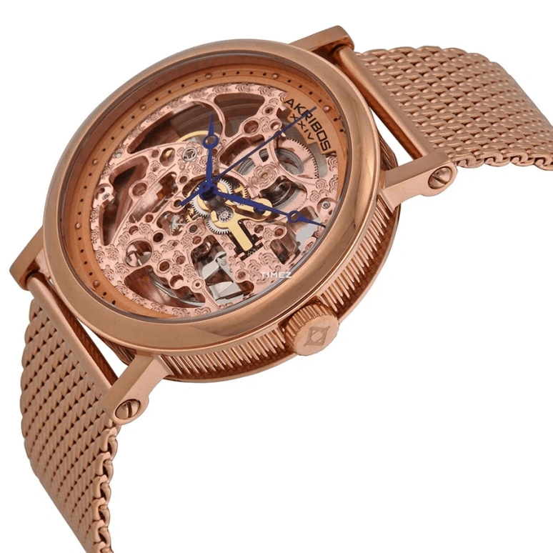 Akribos XXIV,Men’s Watches 43mm,43mm,Stainless Steel,Rose Gold,Skeleton,Automatic,Sapphire,Hardlex,Round,AK732RG