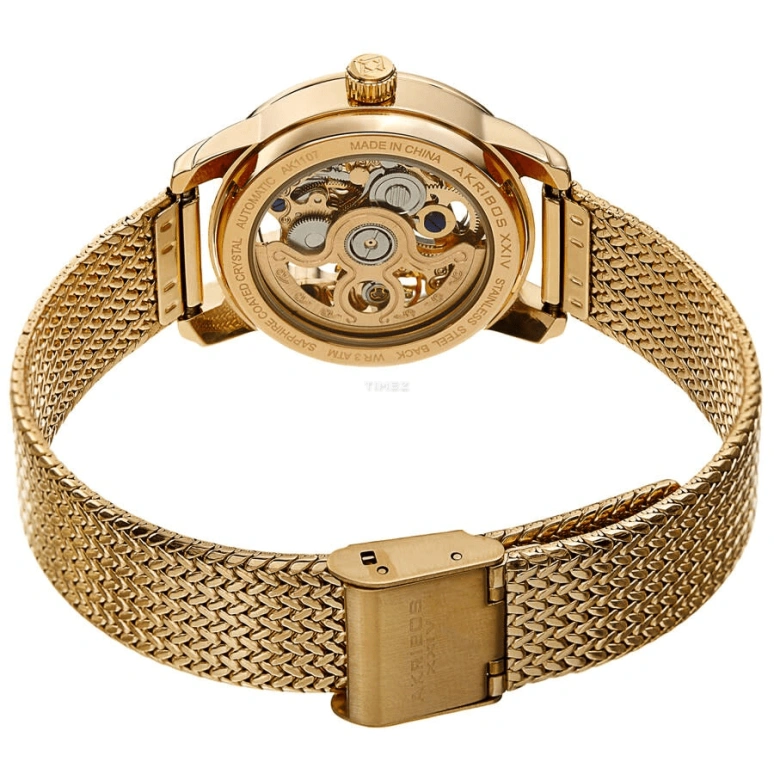 Akribos XXIV,Women’s Watches 32mm,32mm,Composite,Gold,Skeleton,Quartz,Sapphire,Hardlex,Round,AKS191107YG
