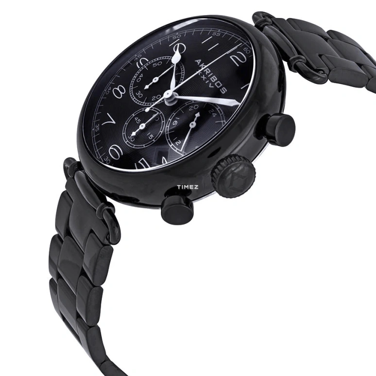 Akribos XXIV,Men’s Watches 46mm,46mm,Stainless Steel,Black,Quartz,Chronograph,Day,AK764BK