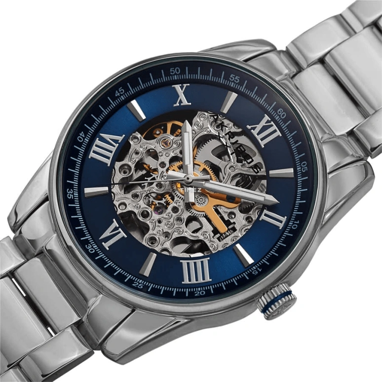 Akribos XXIV,Men’s Watches 41mm,41mm,Composite,Blue,Skeleton,Automatic,Hardlex,Round,AK1103SSBU