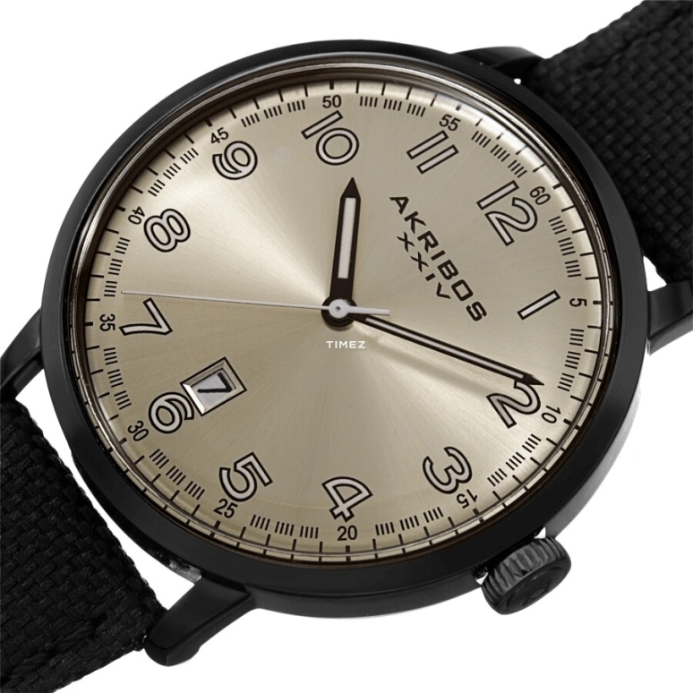 Akribos XXIV,Men’s Watches 41mm,41mm,Composite,Cream,Quartz,Day,Acrylic,AK1025BK