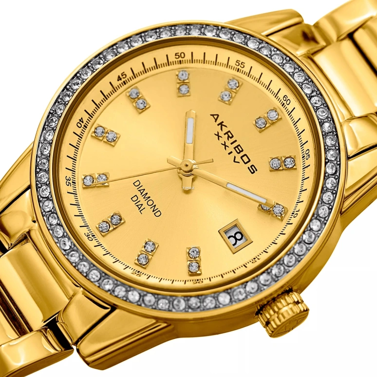 Akribos XXIV,Women’s Watches 36mm,36mm,Composite,Gold,Quartz,Day,Hardlex,AK928YG