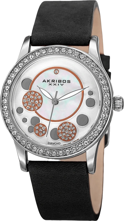 Akribos XXIV,Women’s Watches 34mm,34mm,Stainless Steel,Silver White,Quartz,Sapphire,Crystal Glass,Round,AK843BK