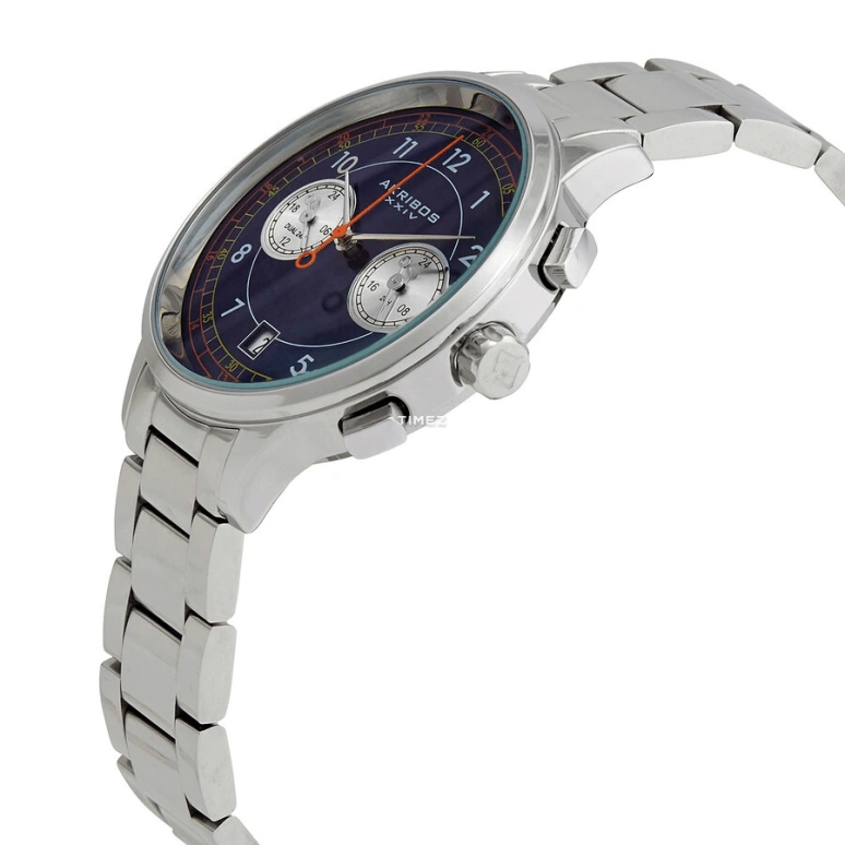 Akribos XXIV,Men’s Watches 43mm,43mm,Composite,Blue,Quartz,Day,Dule Time,AK1071SSBU