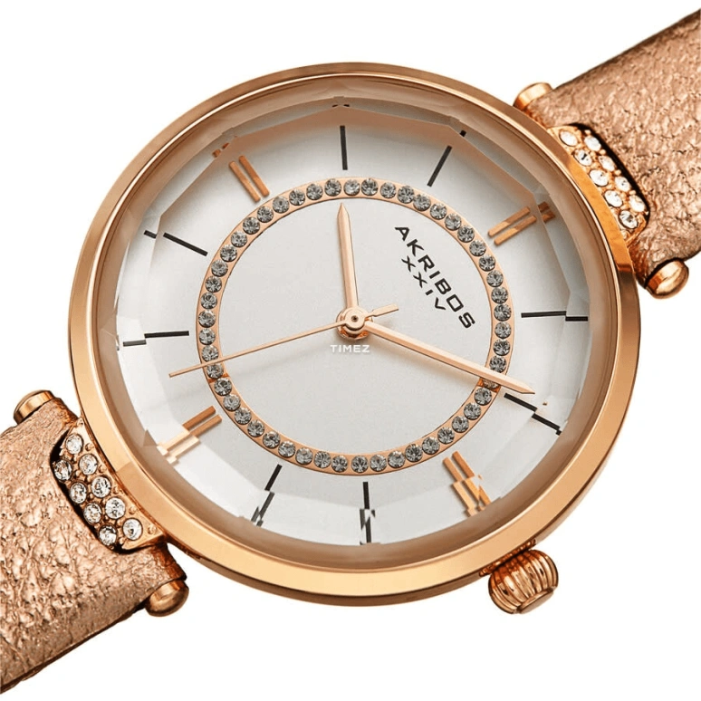 Akribos XXIV,Women’s Watches 34mm,34mm,Composite,White,Quartz,Hardlex,Round,AK1116PK