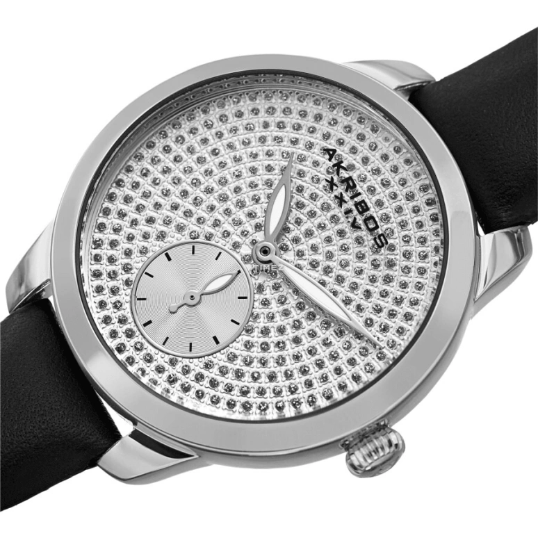 Akribos XXIV,Women’s Watches 34mm,34mm,Composite,Silver,Quartz,Hardlex,Round,AK1089SSBK